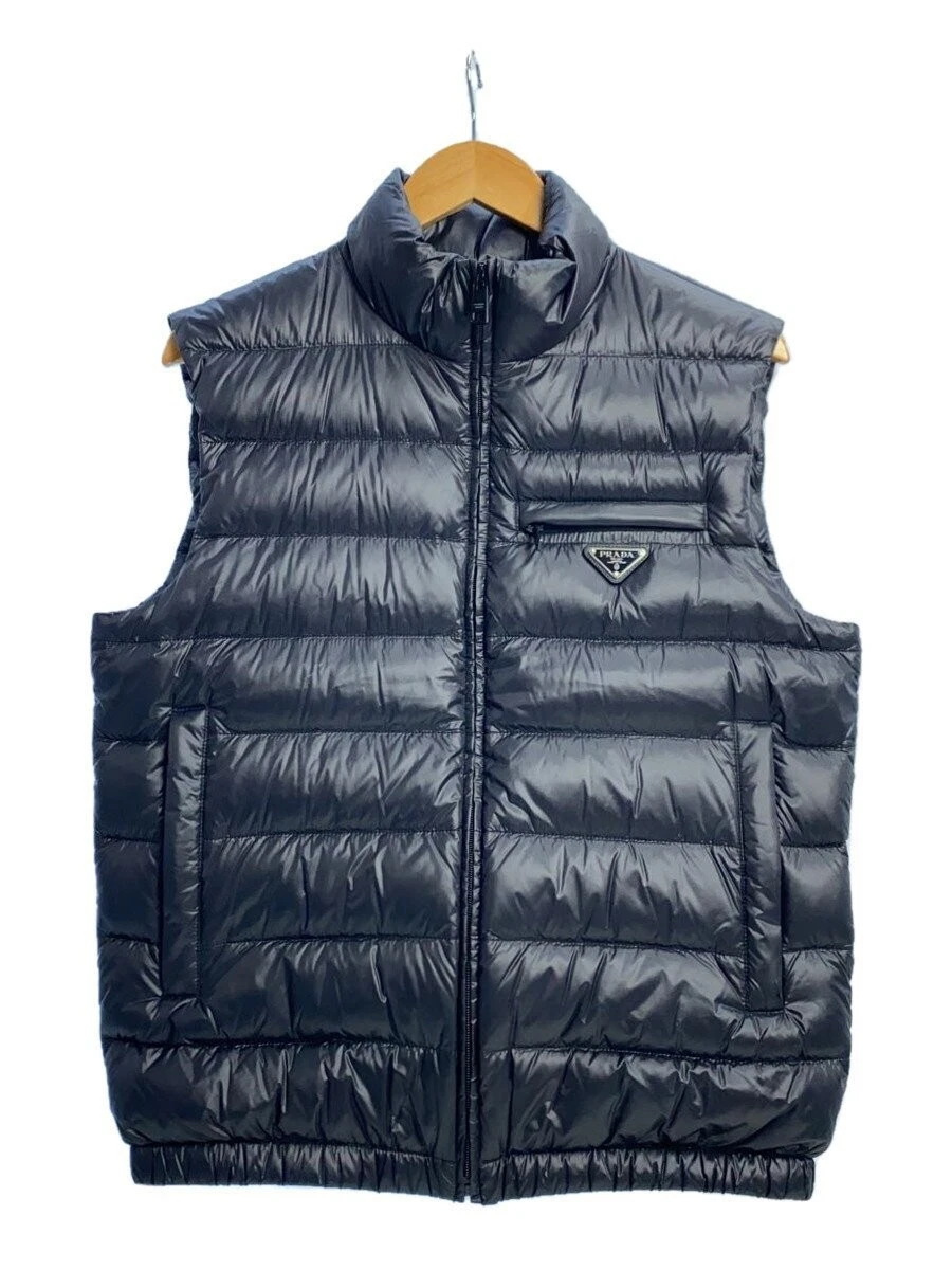 Giubbotto piumino Prada 46 triangolo logo placca nylon BLK SGH065