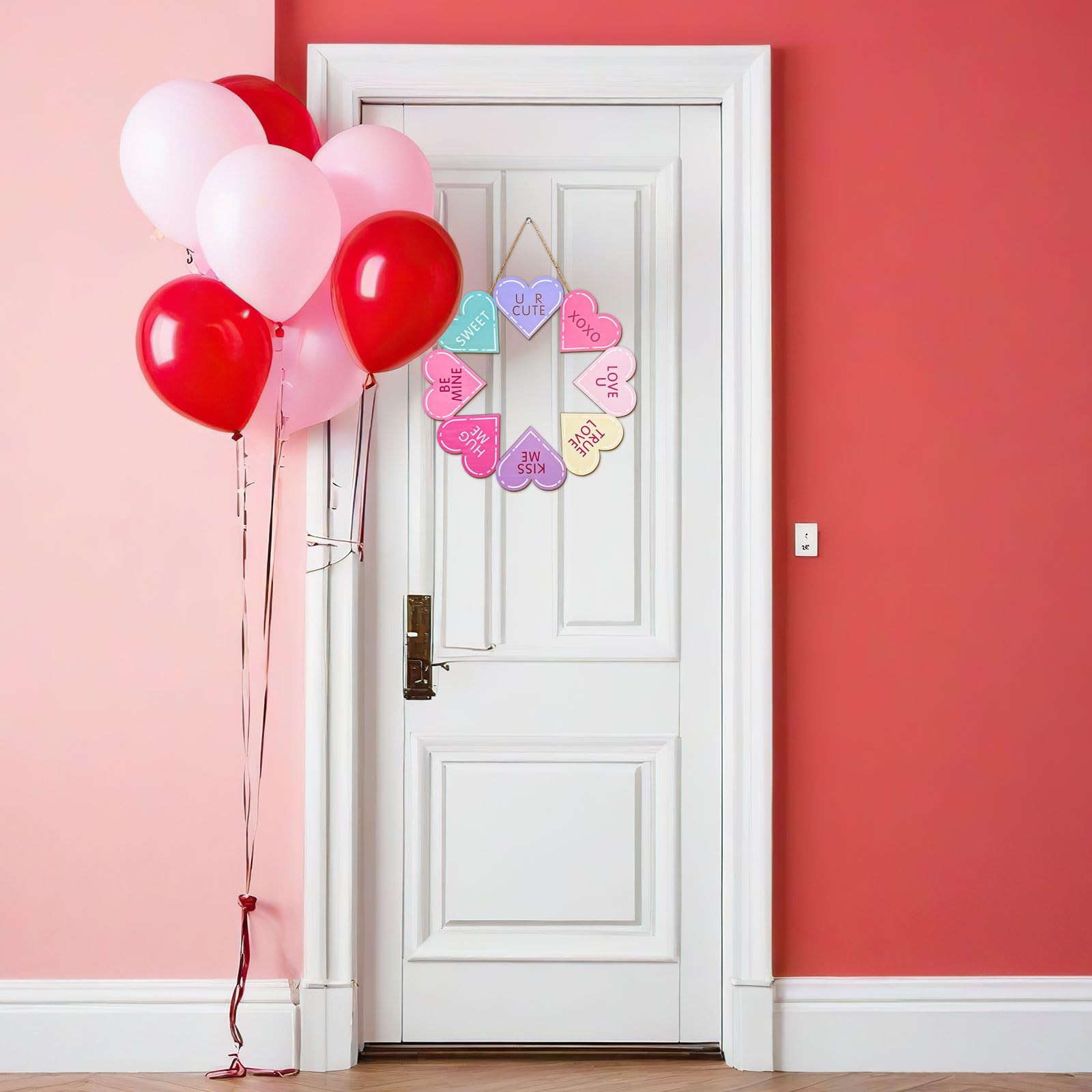 Valentine's Day Door Sign Decorations Conversation Heart Wooden Hanging Sign ... thumbnail 4