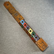 Artisan Wooden Peruvian Tarka Flute Hand Carved  Painted 12" South America