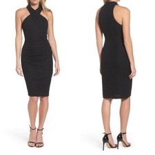 NWT Eliza J Glitter Halter Neck Sheath Dress Womens Size 8