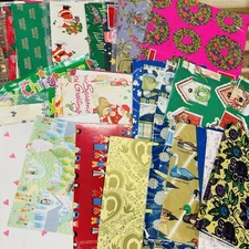 Lot of 45+ Sheets Vintage Gift Wrap Christmas MCM Paper Various Designs Birthday