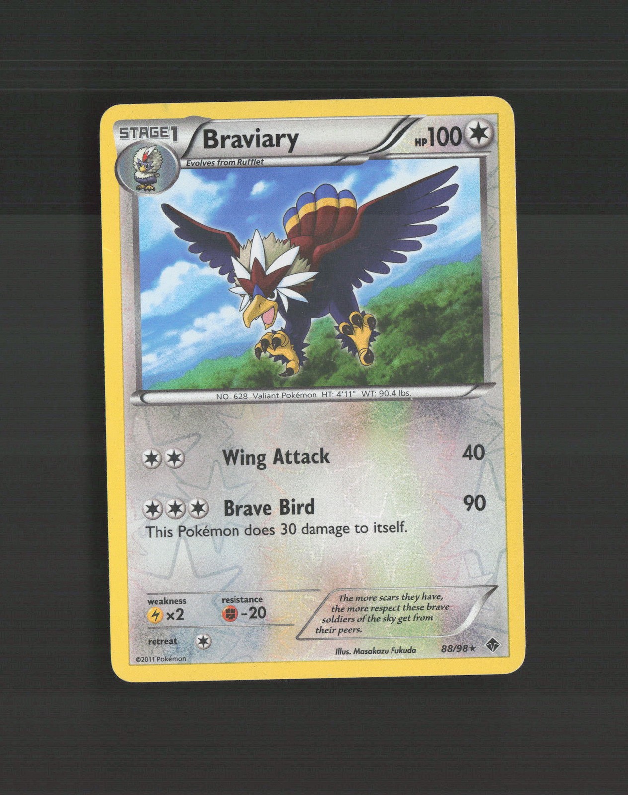 Braviary 112/124 Dragons Exalted Reverse Holo Pokemon Card DMG
