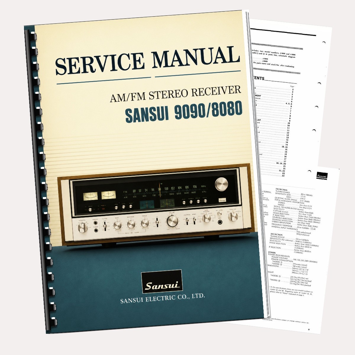Sansui 9090 8080 AM FM Stereo Receiver Service Manual Repair Guide 30 Pages