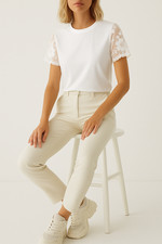 Ladies Summer Short Sleeve T Shirt Tops Womens Plain Lace Blouse Tee Plus Size