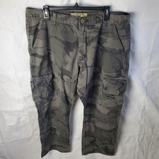 Wrangler Pants Men's 38x30 Gray Camo Cargo Straight Relaxed Fit Utility Vintage