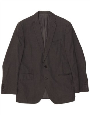Marks & Spencer Herren 2 Knopf Blazer Sakko UK 42 Large Grau Wolle CE03