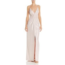 Aidan Mattox Pink Column Evening Gown Metallic Sleeveless V-Neck Dress Size 4
