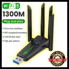 1300Mbps WiFi USB Adapter Dual Band 2.4G/5Ghz USB3.0 4 Antenna Wireless Dongle
