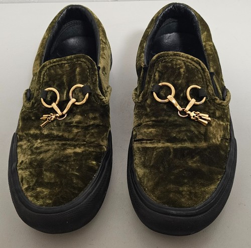 Van's Vault x Needles Slip On Green Crushed Velvet with Tassle, Sz 7 M & 8.5 W