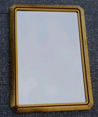 VTG The Bombay Co.  Rustic Gold and burgundy frame BEVELED GLASS Mirror  27x18''