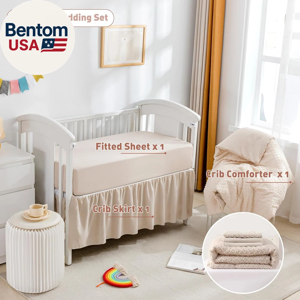 Комплект постельного белья из 3 предметов для мальчика девочки, жаккардовый стеганый геометрический комплект кроватки, включает - Изображение 3 из 4