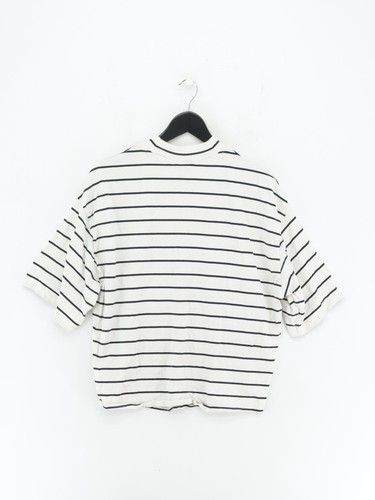 COS Men's T-Shirt S White Striped 100% Cotton Basic - Picture 2 of 5