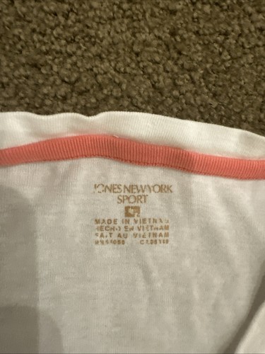 Womans JONES NEW YORK White V-Neck T-Shirt Sz. L. VG++ Cond - Picture 7 of 9