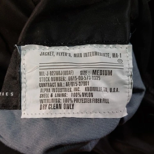 Vintage Y2K Alpha Industries MA-1 Bomber Jacket Mens Medium Black Reversible image 8