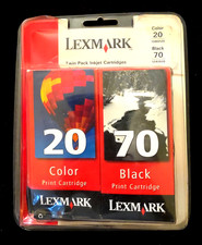 Lexmark Inkjet Cartridges Twin Pack 70 Black 20 Color Printer Ink New Sealed