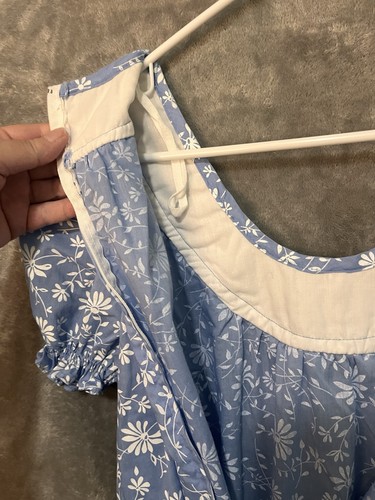 Vintage Dress Maxi Floral Prairie Festival Peasant Blue SZ 11 12 Medium BOHO - Picture 6 of 6