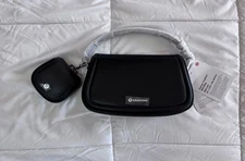 New LULULEMON CACTUS Black Leather Mini Crossbody Bag & Air Pods Holder NWT