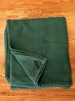 Ralph Lauren Hunter Green Knit Blanket Coverlet 85'' x 90'' Cotton