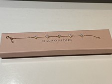 QVC Yellow Gold Plated Silver & Flower Petal Shaped Diamonique Set Bracelet