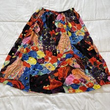 Vintage 90s Skirt Womens 12 Abstract Maximalist Fairy Whimsy Hippie Gypsy Y2K