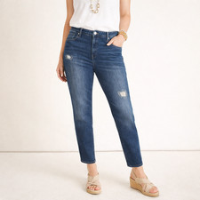 Chico s So Slimming Girlfriend Slim Leg Ankle Jeans Distressed Women s Size 16
