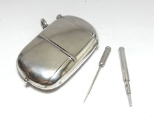 VICTORIAN STERLING SILVER VESTA, SOVEREIGN, STAMP, PENCIL CASE, CHESTER 1899