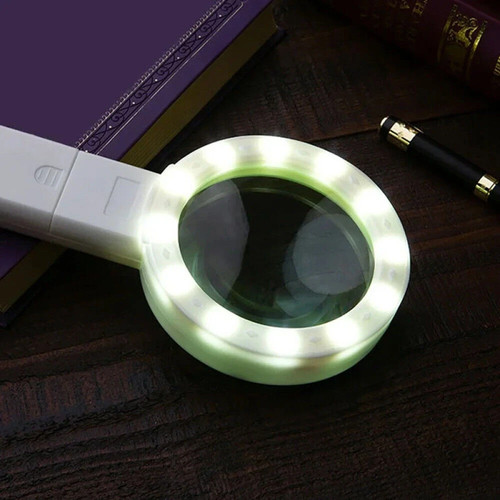 30X Extra Large Magnifying Glass With 12 LED Light Illuminated Reading Loupe NEW - Picture 6 of 8