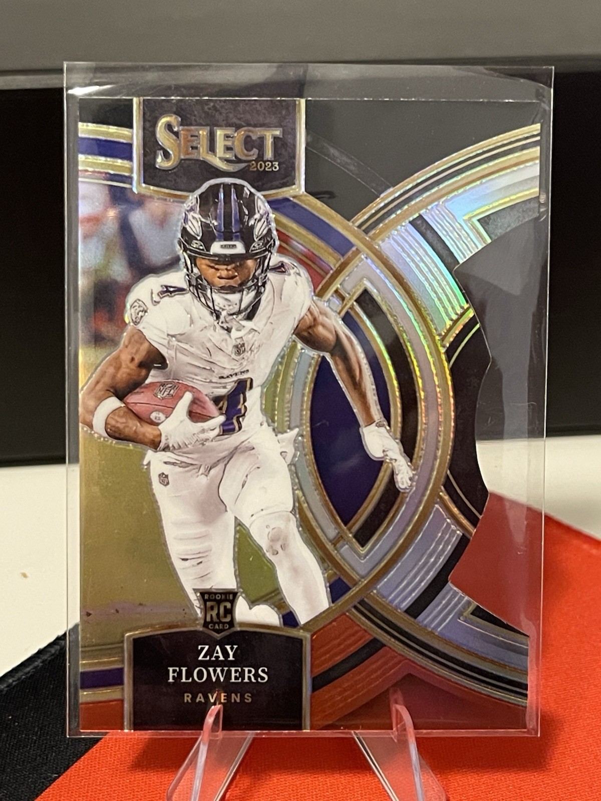 2023 Panini Select - Premier Level Zay Flowers #157 Black Red Prizm DieCut (RC)