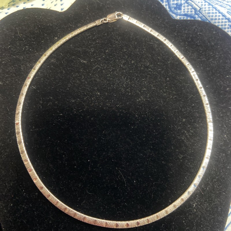 Sterling Silver 925 Omega Chain Choker 16" Necklace Diamond Cut 20+ Grams 4mm