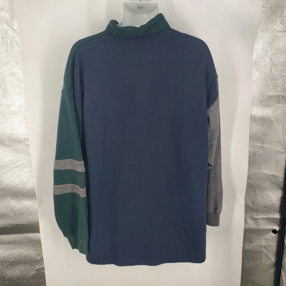 Vintage Bugle Boy Company Shirt Mens XL Green Navy Gray Colorblock Rugby 90s - Image 4 of 4
