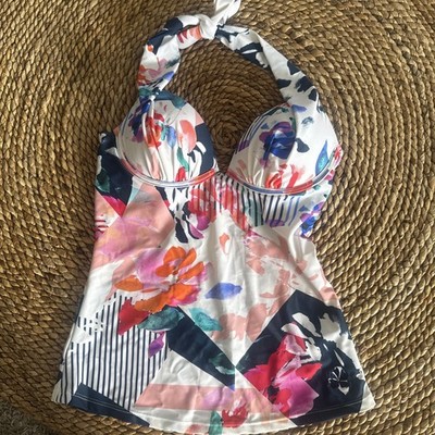 NWT Hapari Small S Pushup Tankini Swim Bikini NautaBloom Padded Cups Halter Top
