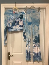 Sugar thrillz Dolls Kill two piece cropped jumper flared trousers