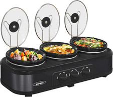 Triple Slow Cooker Buffet Servers and Warmer,3 Pot Food Small Mini Manual Slow C