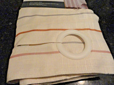 new Fabric Broyhill HOOKLESS SHOWER CURTAIN Cream Rust Gray Horizontal Stripes