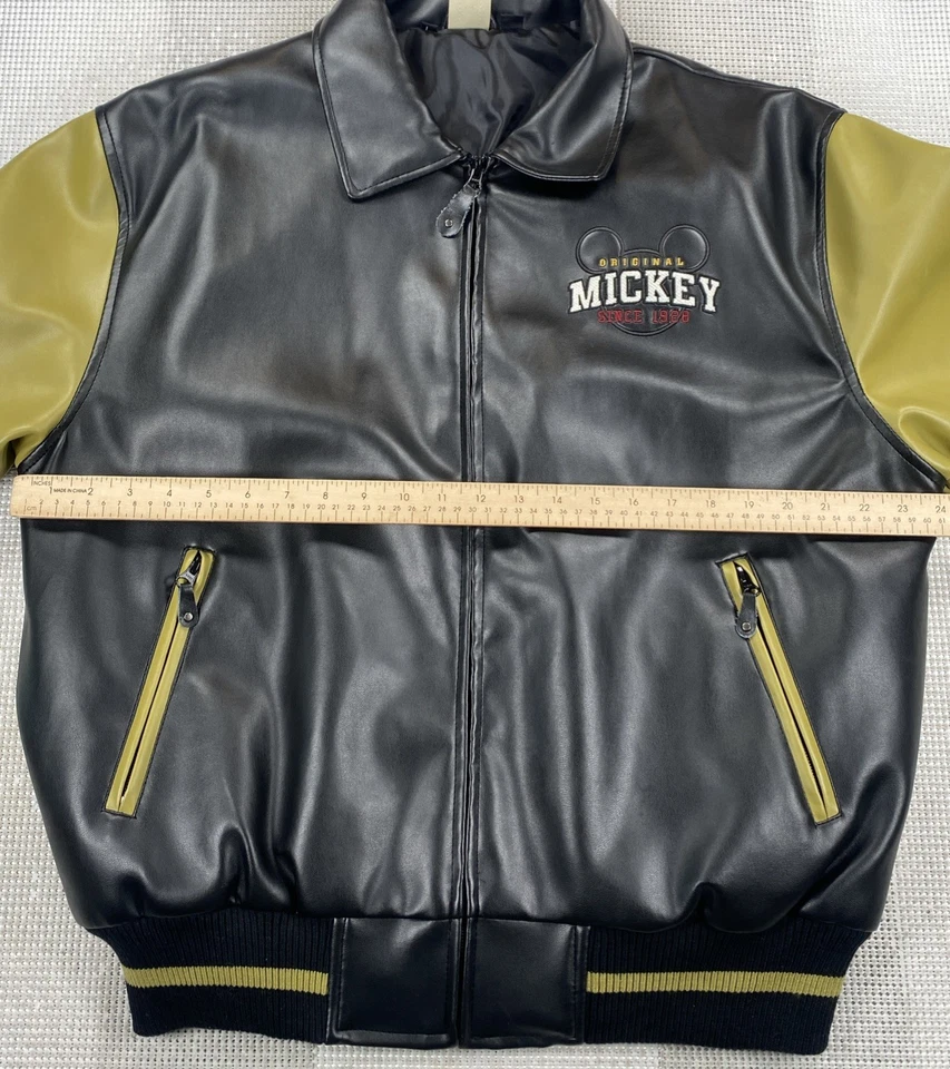 Vintage Original Mickey Mouse Walt Disney 1928 Varsity Faux Leather Jacket Large - Image 3 of 4