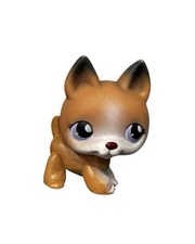 Authentic Littlest Pet Shop LPS Tan Brown White German Shepherd Dog #112