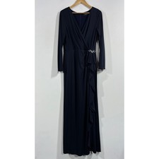 Lauren Ralph Lauren Wedding Guest Formal Navy Long Sleeve Gown 12 Old Money