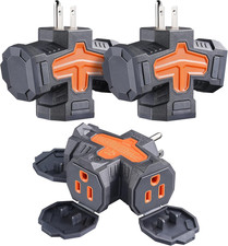 Outdoor 3 Way Plug Adapter, Multi Plug Outlet Waterproof, 1 to 3 Power Splitter,