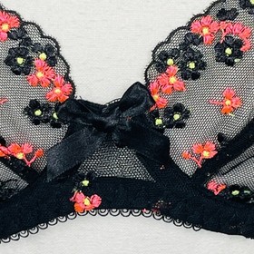 L&rsquo;Agent by Agent Provocateur Clementina Plunge black yellow & pink bra, 36C.