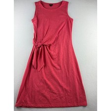 Talbots Womens Medium Coral Pink Slub Knit Sleeveless Side Tie Waist Dress
