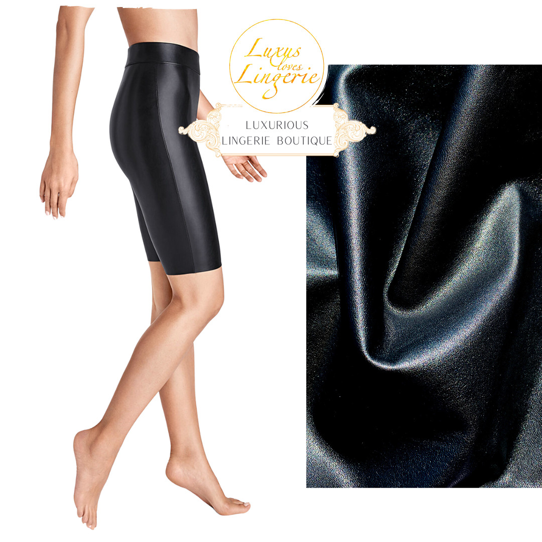Edie Biker by Wolford 40 Black Leather-Look Leggings Shiny Estella Design