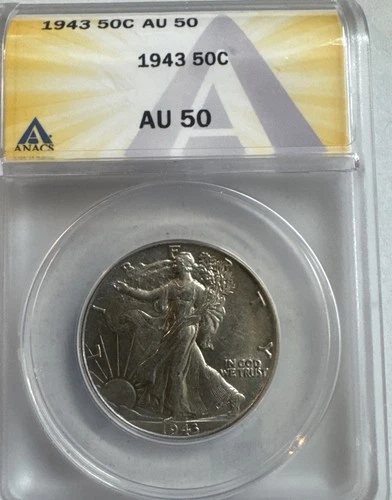 1943 50C Walking Liberty Half Dollar AU 50. Favorite Half For Many, Great Coin