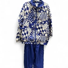 WOMENS RETRO 90'S WINDBREAKER SET NAUTICAL MARINE THEME SIZE MEDIUM