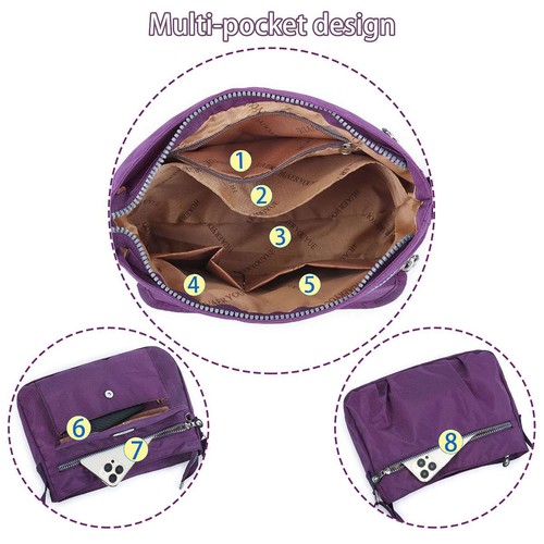 Womens Large Messenger Cross Body Ladies Nylon Handbag Shoulder Bag Waterproof - Picture 8 of 17