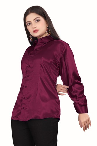 Satin Button Down Hemd Langarm Hemd Damen Freizeit Bürokleidung Hemd S81 - Bild 156 von 173