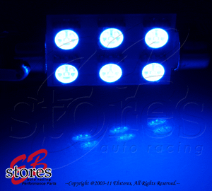 LED Dome Light Bulbs Festoon 42mm 1.65/" 6 Blue Set of 2pcs two pcs 212-2