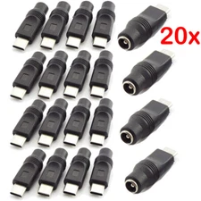 20Pcs DC Power Adapter Type-C USB Male to DC 5.5x2.1mm Female Jack Connector