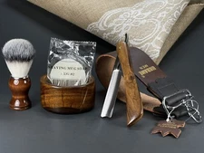 VINTAGE BARBER SALON STRAIGHT CUT THROAT SHAVING RAZOR Gift Set 5PC Luxury Kit