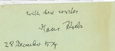 RARE!  Nobel Prize in Medicine'' Dr Hans Krebs Hand Signed Album Page Dated 1974