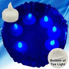 NEW 24 Blue Led Floating Floral Tea Light Candle for Wedding Centerpiece Decor